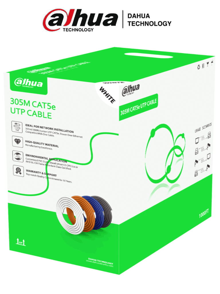 Cable Dahua UTP CAT5e para Interior con revestimiento exterior de PVC
