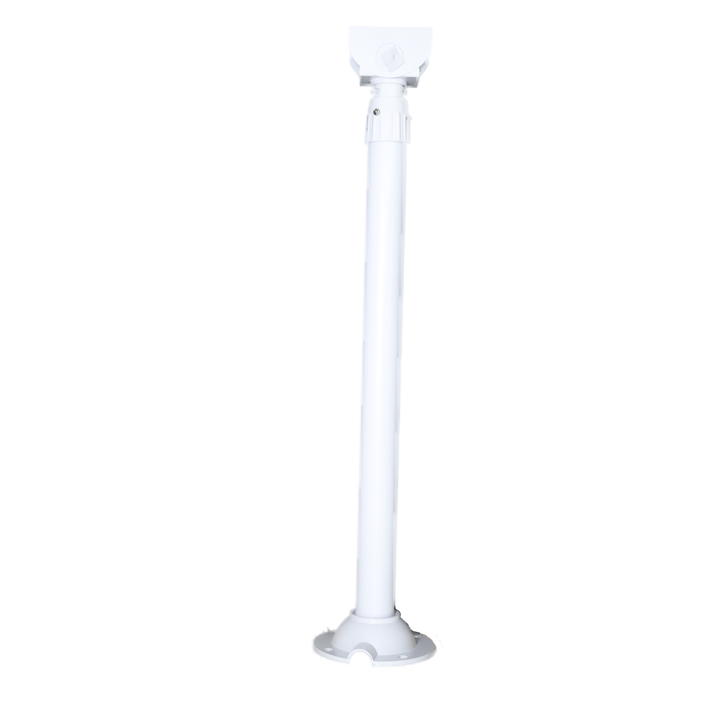Bracket de aluminio para PTZ blanco, con diámetro de: 48 mm, longitud: 60-1,2 cm ajustable. Chasis: 130