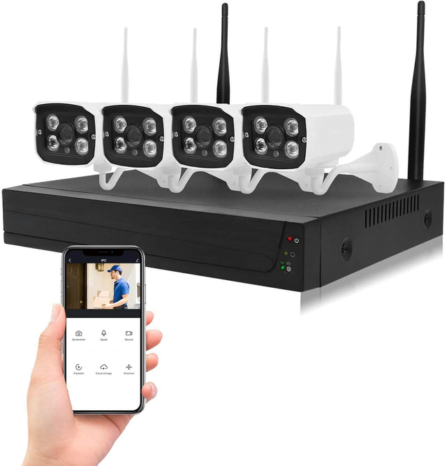 Kit de 4  Cámaras Wi-Fi, CCTV inalámbrico Full HD 2MP