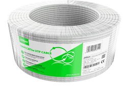 Bobina de 100 metros de cable UTP Cat 5e CCA, en color blanco anti flama 