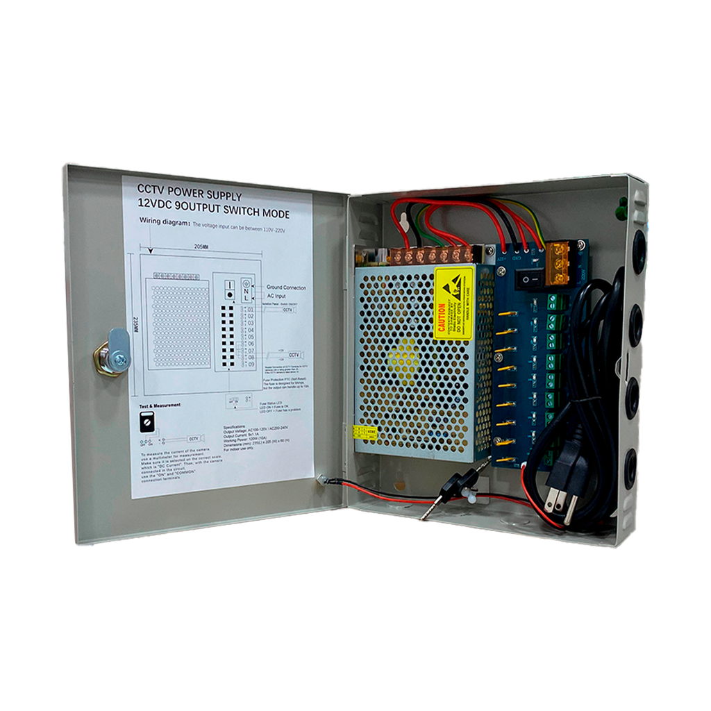 Fuente de poder de 9 Canales, SpryWire 1.1 amperios por canal  UL LISTED 