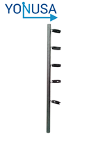 Poste de esquina para cercas eléctricas tubo con 5 aisladores de esquina instalados/ 1.20 mts. listo para instalación en campo