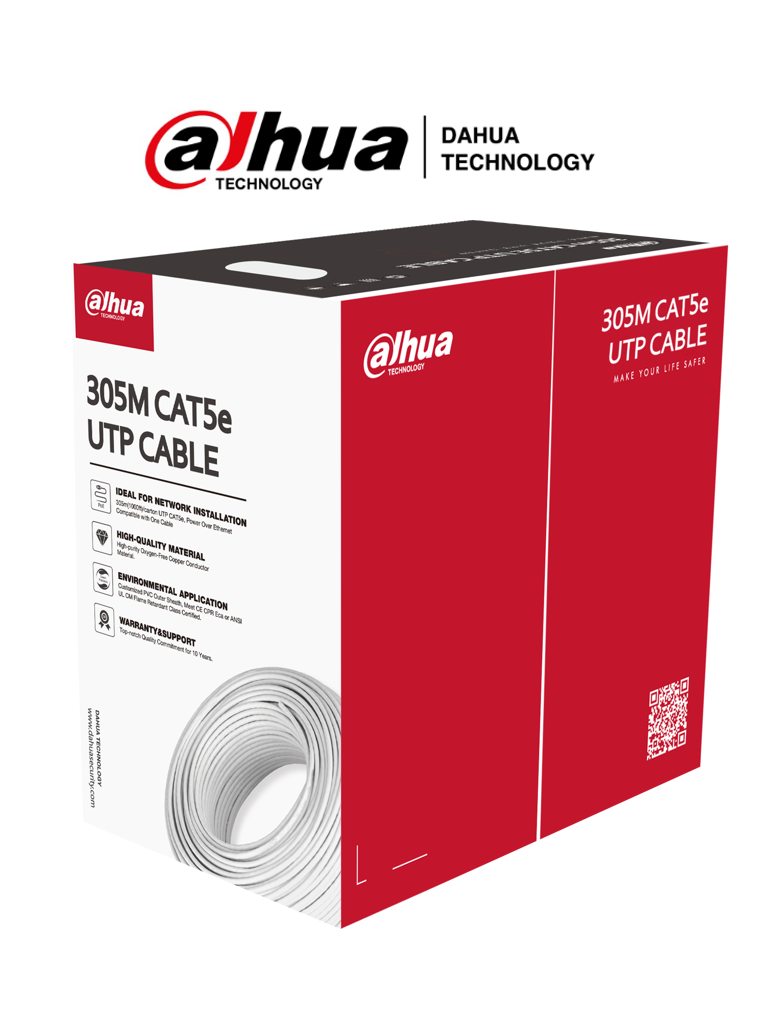 Bobina de Cable Interior CAT5e (100% COBRE), Blanco *DAHUA*