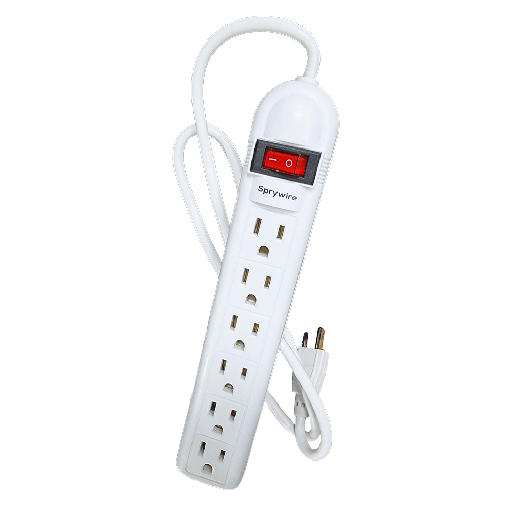 Regleta de 6 salidas blanca, SpryWire