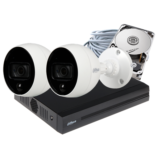 [C2XDISM-2] COMBO 2 CÁMARAS 1080P 20M IR DISUASIÓN ACTIVA 500GB 