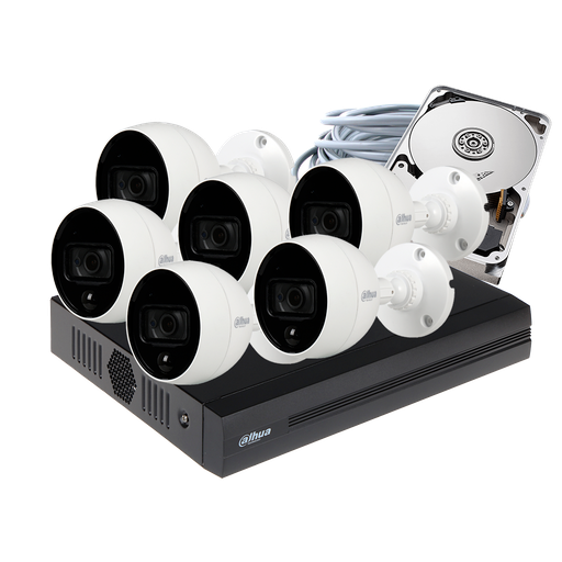 [C2XDISM-6] COMBO 6 CÁMARAS 1080P 20M IR DISUASIÓN ACTIVA 1TB 