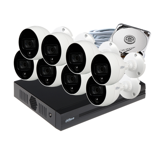 [C2XDISM-8] COMBO 8 CÁMARAS 1080P 20M IR DISUASIÓN ACTIVA 1TB 