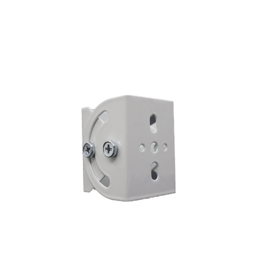 [SW-601] Bracket para domo tipo pico de pato pequeño, de hierro 1mm: 60mm, Ancho: 46mm. Altura: 40mm. Color blanco con tornillos.