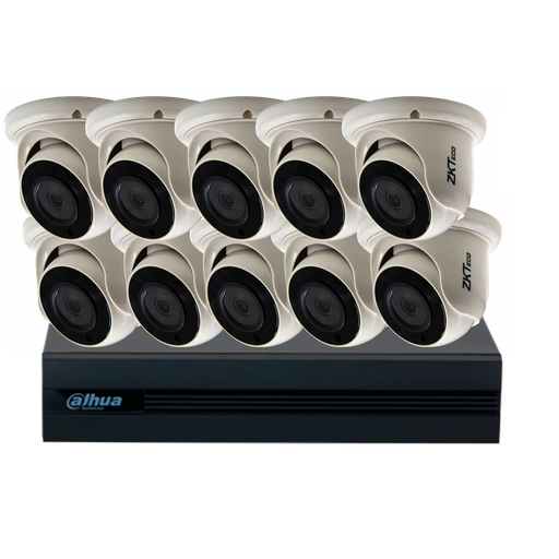 [ZK2-10] COMBO 10 CÁMARAS METÁLICAS 1080P 20m IR ZKTeco 1TB