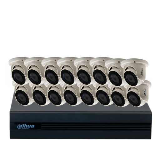[ZK2-16] COMBO 16 CÁMARAS METÁLICAS 1080P 20m IR ZKTeco 1TB