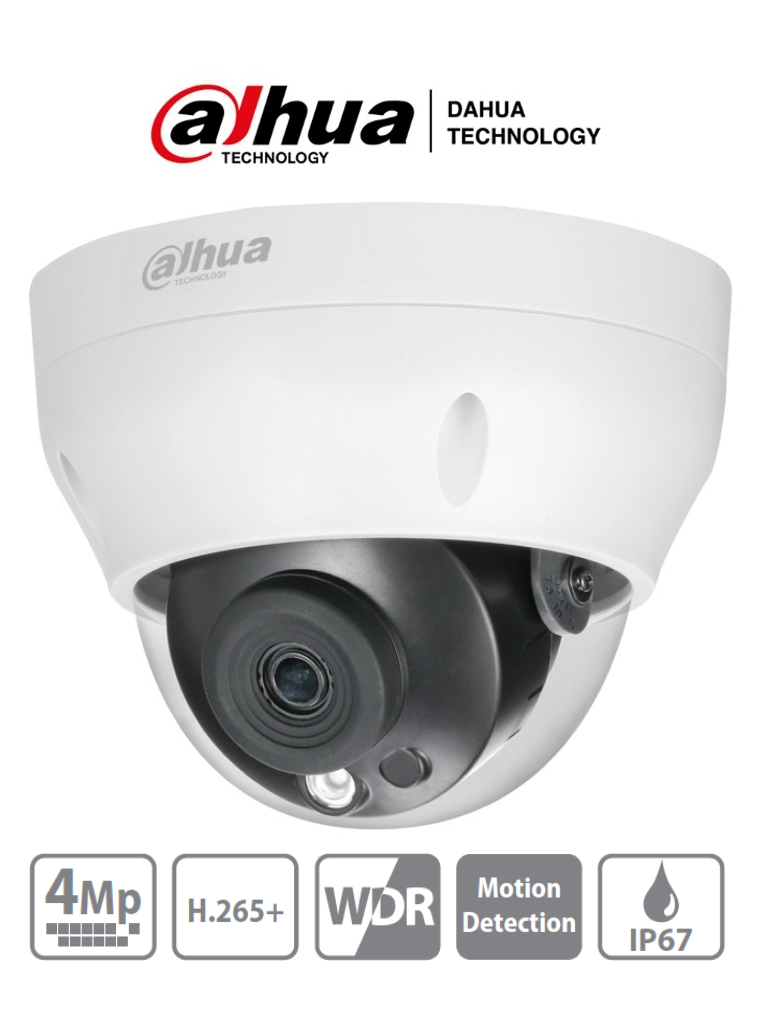 Domo IP de focal fija IR de entrada de 4 MP  IR 30m P67 PoE