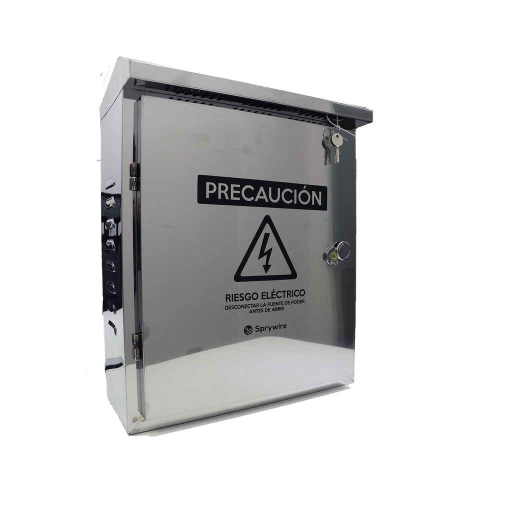 Caja para seguridad en exteriores de 500*400*200mm, Adecuado para DVR, Con cerradura y ventilación, placa de unión, De hierro