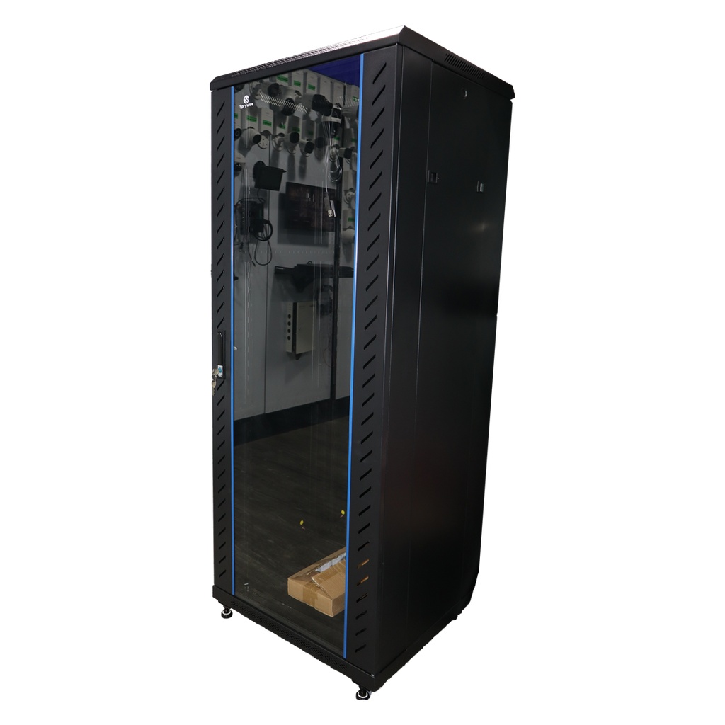 Gabinete de red 19" 32U estándar 600 *600*1600 con puerta de vidrio SpryWire 