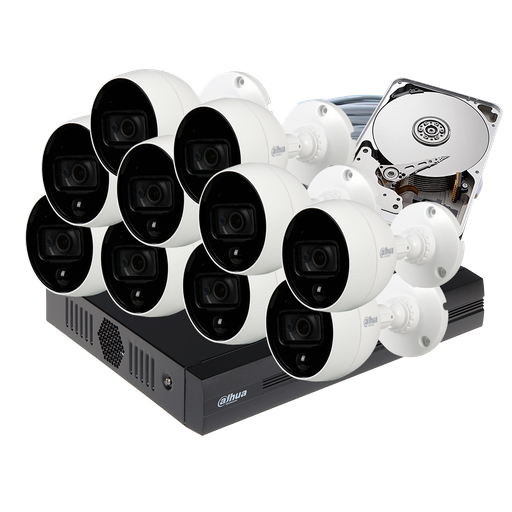 [C2XDISM-10] COMBO 10 CÁMARAS 1080P 20M IR DISUASIÓN ACTIVA 1TB 