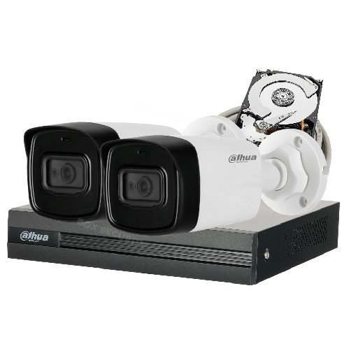 [C5XMIC80-2] COMBO 2 CÁMARAS 5MP 80M IR CON AUDIO 500GB 