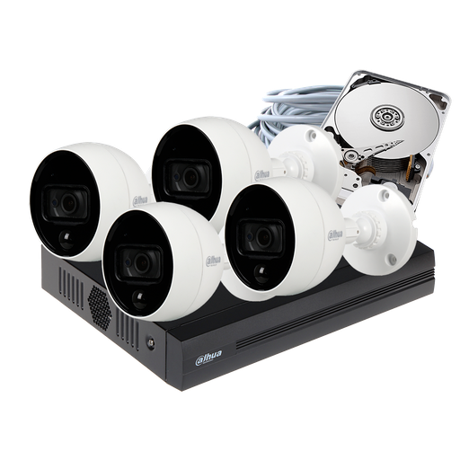 [C2XDISM-4] COMBO 4 CÁMARAS 1080P 20M IR DISUASIÓN ACTIVA 500GB 