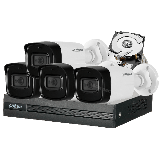[C5XMIC80-4] COMBO 4 CÁMARAS 5MP 80M IR CON AUDIO 500GB 