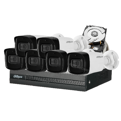 [C5XMIC80-6] COMBO 6 CÁMARAS 5MP 80M IR CON AUDIO 1TB 