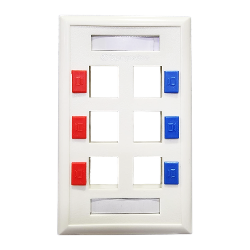 [SW-FP06A] Placa Frontal de 6 Puertos con Icono Guía e Identificador