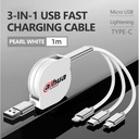 CABLE DE CARGA RAPIDA USB 3 EN 1 (MICRO USB, LIGHTNING, TIPO C) C/BLANCO, DAHUA