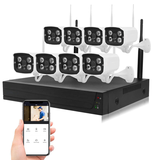 [NG-V800] Kit de 8 Cámaras Wi-Fi, CCTV inalámbrico Full HD 2MP