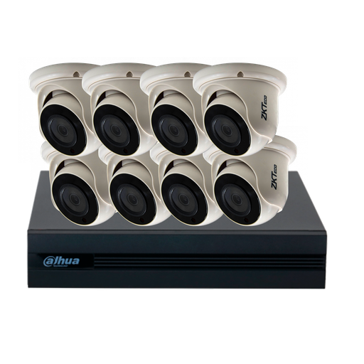 [ZK2-8] COMBO 8 CÁMARAS METÁLICAS 1080P 20m IR ZKTeco 1TB